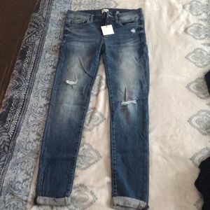 Slightly distressed skinny jeans
